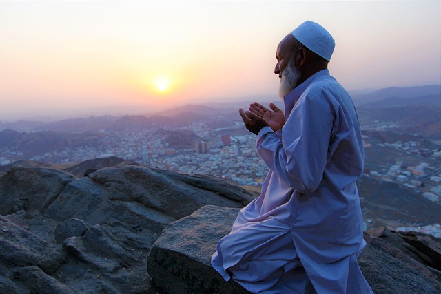 prayer, muslim, religion, nature, hira, nur, islam, religious, mecca, city, evening, sunset